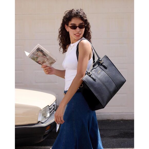 Waterproof Laptop Bag for Women Vintage Work Tote Purse with Wristlet Stylish - Picture 2 of 6